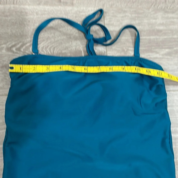 Shade & Shore Bandeau / Halter Tie Back One Piece Swimsuit Teal M - Picture 4 of 15